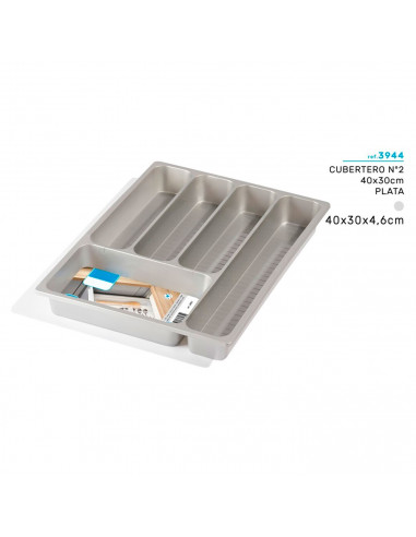 Tradineur - Cubertero N.º 2 - Fabricado en Plástico - Recipiente para ordenación y almacenamiento de cubertería - 4,6 x 30 x 40