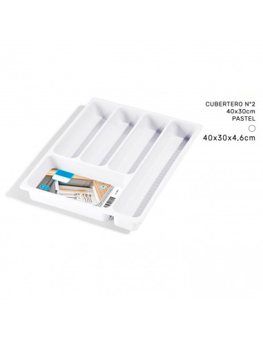 Tradineur - Cubertero N.º 2 - Fabricado en Plástico - Recipiente para ordenación y almacenamiento de cubertería - 4,6 x 30 x 40