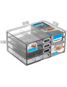 Tradineur - Mini cajonera transparente A5 con 4 cajones y divisiones - Fabricado en plástico - Organizador de cosméticos, acceso