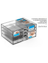 Tradineur - Mini cajonera transparente A5 con 4 cajones y divisiones - Fabricado en plástico - Organizador de cosméticos, acceso