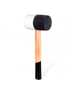 Tradineur - Martillo de goma de 500 G - Longitud 31 cm - Mango de madera - Ideal para obras de bricolaje y carpintería (Blanco y