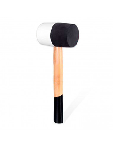 Tradineur - Martillo de goma de 500 G - Longitud 31 cm - Mango de madera - Ideal para obras de bricolaje y carpintería (Blanco y