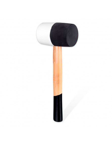 Tradineur - Martillo de goma de 500 G - Longitud 31 cm - Mango de madera - Ideal para obras de bricolaje y carpintería (Blanco y