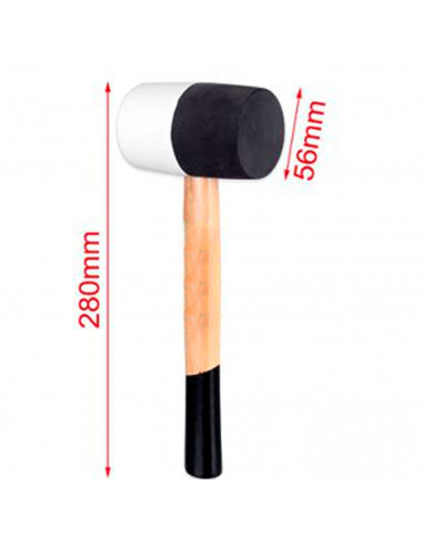 Tradineur - Martillo de goma de 500 G - Longitud 31 cm - Mango de madera - Ideal para obras de bricolaje y carpintería (Blanco y