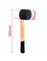 Tradineur - Martillo de goma de 500 G - Longitud 31 cm - Mango de madera - Ideal para obras de bricolaje y carpintería (Blanco y
