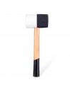 Tradineur - Martillo de goma de 500 G - Longitud 31 cm - Mango de madera - Ideal para obras de bricolaje y carpintería (Blanco y