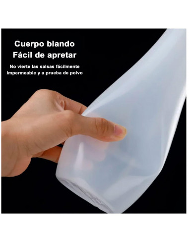 Tradineur - Pack de 2 botellas de plástico rellenables para servir salsas, dispensador de aliño reutilizable, ketchup, mostaza,