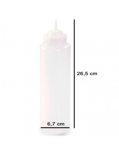 Tradineur - Pack de 2 botellas de plástico rellenables para servir salsas, dispensador de aliño reutilizable, ketchup, mostaza,
