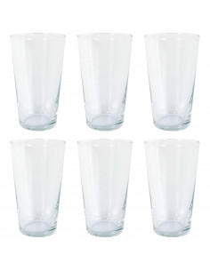 Tradineur - Pack de 6 Vasos modelo Toledo - Capacidad de 470 ml (16 oz) - Fabricado en Vidrio - Apto para lavavajillas y microon