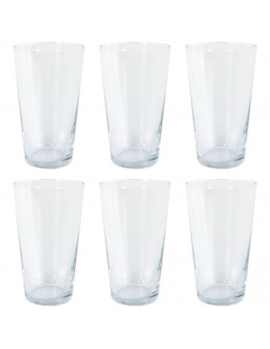 Tradineur - Pack de 6 Vasos modelo Toledo - Capacidad de 470 ml (16 oz) - Fabricado en Vidrio - Apto para lavavajillas y microon