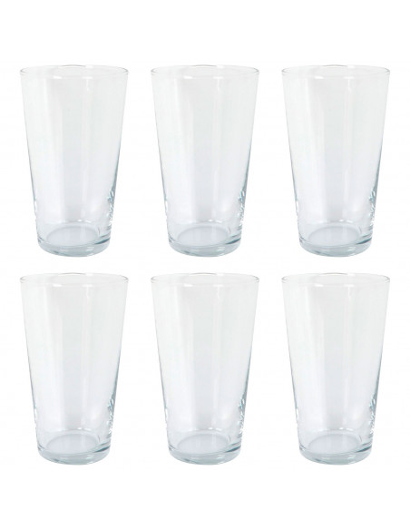 Tradineur - Pack de 6 Vasos modelo Toledo - Capacidad de 470 ml (16 oz) - Fabricado en Vidrio - Apto para lavavajillas y microon