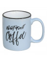 Tradineur - Taza Mug modelo Lucy - Capacidad 330 ml - Diseño con frases "Coffee" - Ideal para café, té, infusiones, desayuno - A