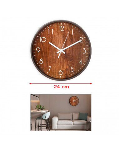 Tradineur - Reloj redondo de pared con números grandes, silencioso, funcionamiento a pilas, minimalista, moderno, decoración, co
