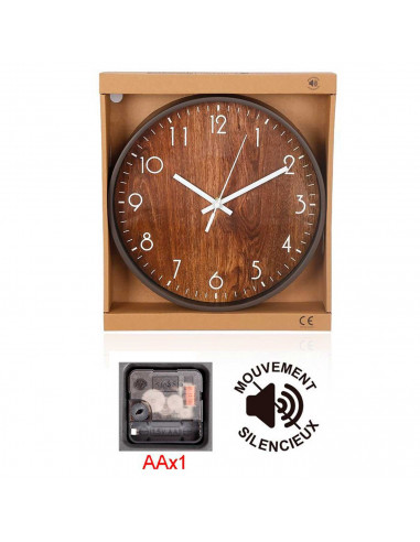 Tradineur - Reloj redondo de pared con números grandes, silencioso, funcionamiento a pilas, minimalista, moderno, decoración, co