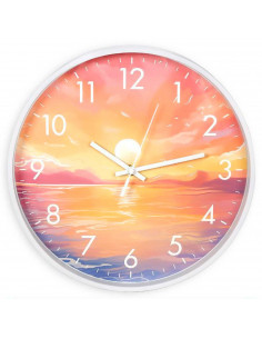 Tradineur - Reloj redondo de pared con números grandes, silencioso, funcionamiento a pilas, minimalista, moderno, decoración, co