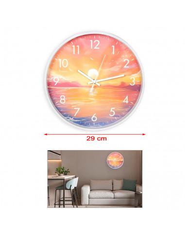 Tradineur - Reloj redondo de pared con números grandes, silencioso, funcionamiento a pilas, minimalista, moderno, decoración, co