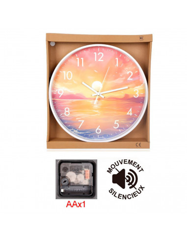Tradineur - Reloj redondo de pared con números grandes, silencioso, funcionamiento a pilas, minimalista, moderno, decoración, co