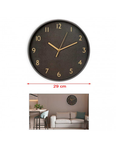 Tradineur - Reloj redondo de pared con números grandes, silencioso, funcionamiento a pilas, minimalista, moderno, decoración, co