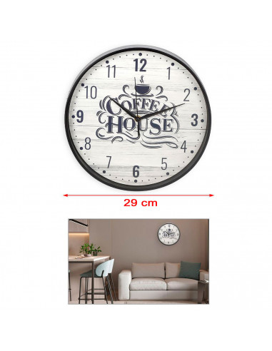 Tradineur - Reloj redondo de pared con números grandes, silencioso, funcionamiento a pilas, minimalista, moderno, decoración, co