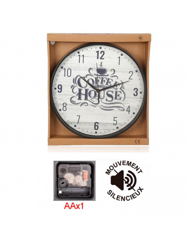 Tradineur - Reloj redondo de pared con números grandes, silencioso, funcionamiento a pilas, minimalista, moderno, decoración, co