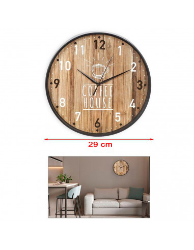 Tradineur - Reloj redondo de pared con números grandes, silencioso, funcionamiento a pilas, minimalista, moderno, decoración, co