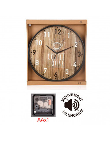 Tradineur - Reloj redondo de pared con números grandes, silencioso, funcionamiento a pilas, minimalista, moderno, decoración, co