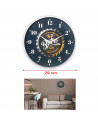 Tradineur - Reloj redondo de pared con números grandes, silencioso, funcionamiento a pilas, minimalista, moderno, decoración, co