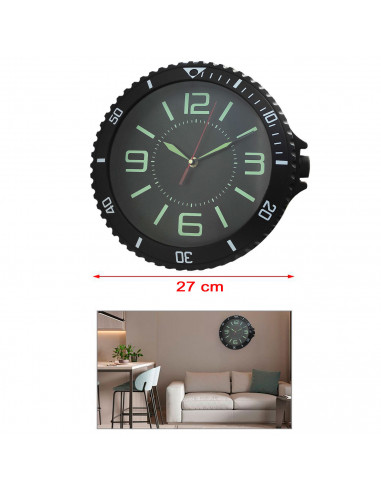 Tradineur - Reloj redondo de pared con números grandes, silencioso, funcionamiento a pilas, minimalista, moderno, decoración, co