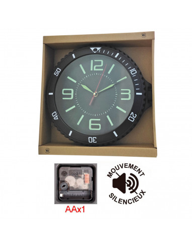 Tradineur - Reloj redondo de pared con números grandes, silencioso, funcionamiento a pilas, minimalista, moderno, decoración, co