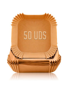 Tradineur - Pack de 50 Moldes de AirFryer de papel - Ideal para freidoras de 3,5 a 5 Litros - Molde antiadherente e impermeable
