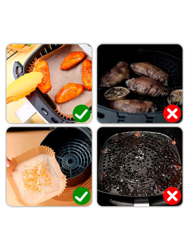 Tradineur - Pack de 50 Moldes de AirFryer de papel - Ideal para freidoras de 3,5 a 5 Litros - Molde antiadherente e impermeable