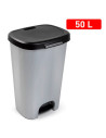 Tradineur - Cubo de basura con pedal, plástico, contenedor residuos, papelera, reciclaje, fácil vaciado, fabricado en España (Ne
