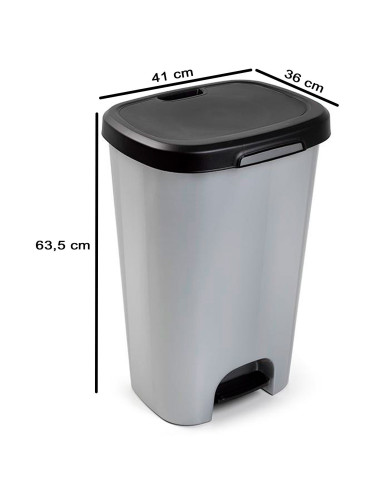 Tradineur - Cubo de basura con pedal, plástico, contenedor residuos, papelera, reciclaje, fácil vaciado, fabricado en España (Ne