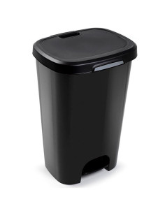 Tradineur - Cubo de basura con pedal, plástico, contenedor residuos, papelera, reciclaje, fácil vaciado, fabricado en España (Ne