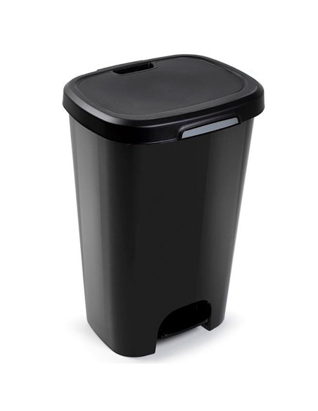 Tradineur - Cubo de basura con pedal, plástico, contenedor residuos, papelera, reciclaje, fácil vaciado, fabricado en España (Ne