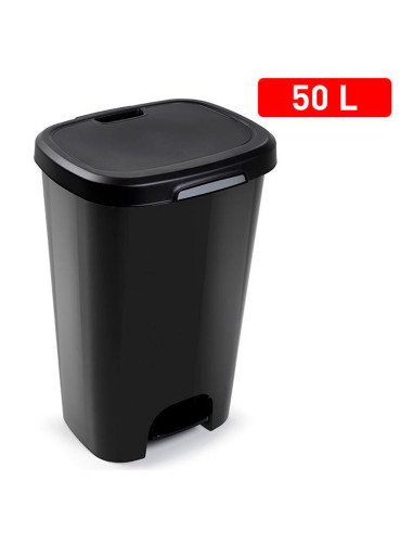 Tradineur - Cubo de basura con pedal, plástico, contenedor residuos, papelera, reciclaje, fácil vaciado, fabricado en España (Ne