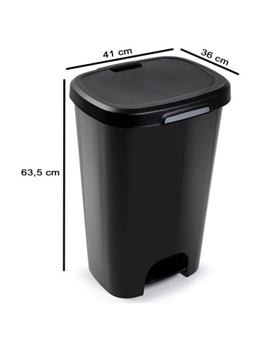 Tradineur - Cubo de basura con pedal, plástico, contenedor residuos, papelera, reciclaje, fácil vaciado, fabricado en España (Ne