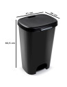 Tradineur - Cubo de basura con pedal, plástico, contenedor residuos, papelera, reciclaje, fácil vaciado, fabricado en España (Ne