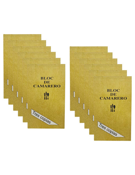 Tradineur - Pack de 12 blocs de camarero, 63 hojas, 21 juegos original + 2 copias, autocopiativas, matriz de corte y tapas de ca