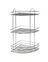 Tradineur - Estantería rinconera de baño, metal cromado, 3 niveles, organizador de productos de aseo, higiene, pared, ducha, inc