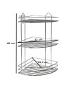 Tradineur - Estantería rinconera de baño, metal cromado, 3 niveles, organizador de productos de aseo, higiene, pared, ducha, inc
