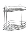 Tradineur - Estantería rinconera de baño, metal cromado, 2 niveles, organizador de productos de aseo, higiene, pared, ducha, inc