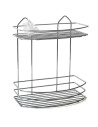 Tradineur - Estantería de baño, metal cromado, 2 niveles, organizador de productos de aseo, higiene, pared, ducha, incluye torni