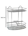 Tradineur - Estantería de baño, metal cromado, 2 niveles, organizador de productos de aseo, higiene, pared, ducha, incluye torni