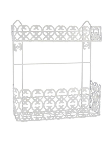 Tradineur - Estantería de baño, metal, 2 niveles, organizador de productos de aseo, higiene, pared, ducha (Blanco - 34 x 30,5 x