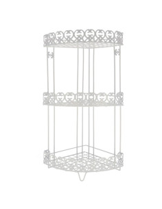 Tradineur - Estantería rinconera de baño, metal, 3 niveles, organizador de productos de aseo, higiene, pared, ducha (Blanco - 61