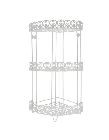Tradineur - Estantería rinconera de baño, metal, 3 niveles, organizador de productos de aseo, higiene, pared, ducha (Blanco - 61