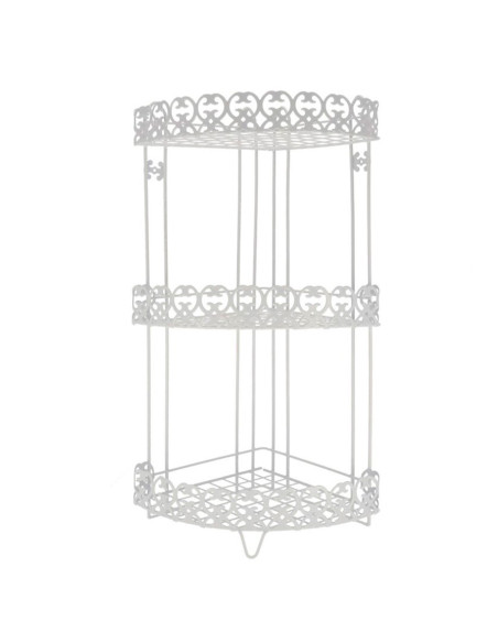 Tradineur - Estantería rinconera de baño, metal, 3 niveles, organizador de productos de aseo, higiene, pared, ducha (Blanco - 61