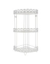 Tradineur - Estantería rinconera de baño, metal, 3 niveles, organizador de productos de aseo, higiene, pared, ducha (Blanco - 61