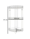 Tradineur - Estantería rinconera de baño, metal, 3 niveles, organizador de productos de aseo, higiene, pared, ducha (Blanco - 61